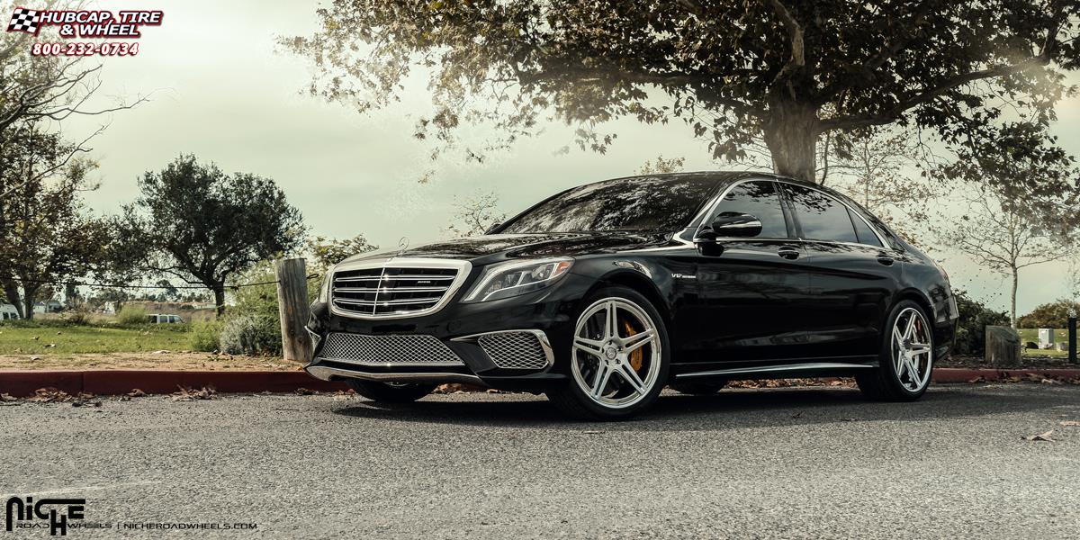 vehicle gallery/mercedes benz s63 amg niche mach v  Brushed Face | Hi Luster Polished Windows | Polished Lip wheels and rims